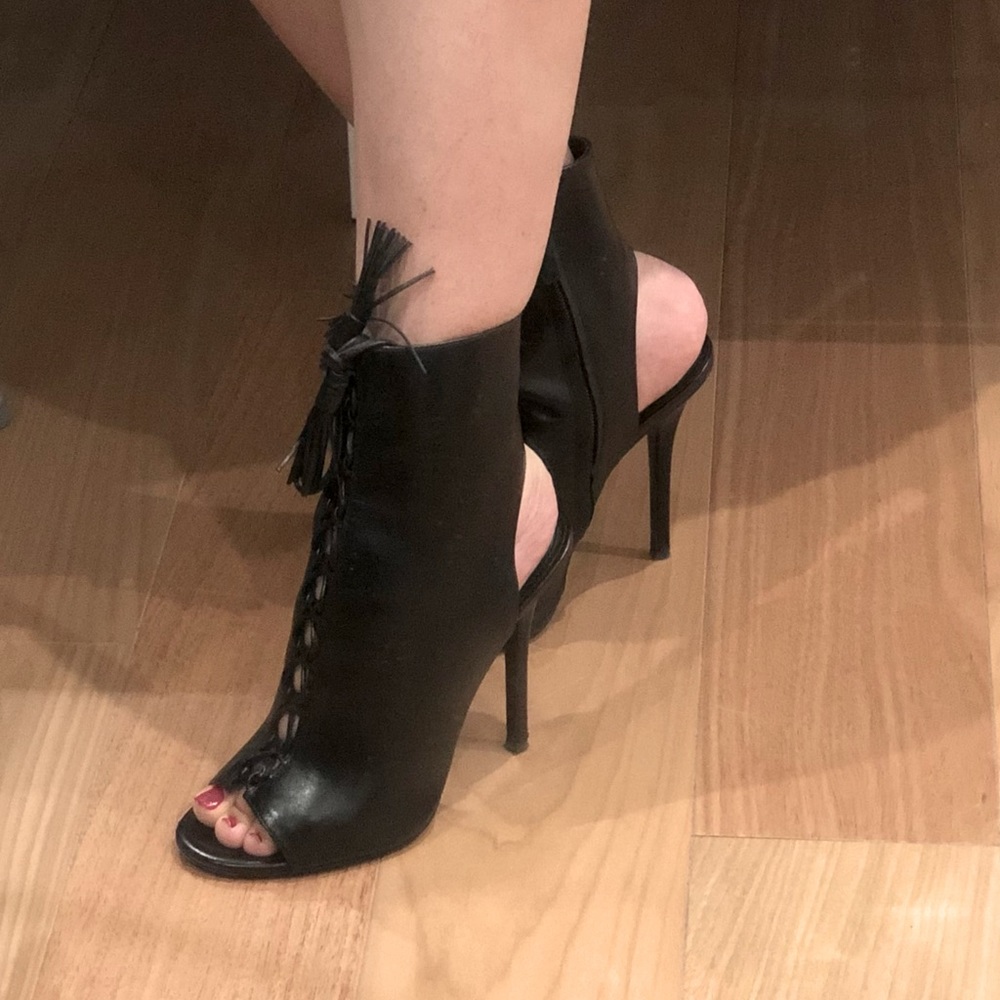 Michael Kors Black Open-Toe Ankle Booties